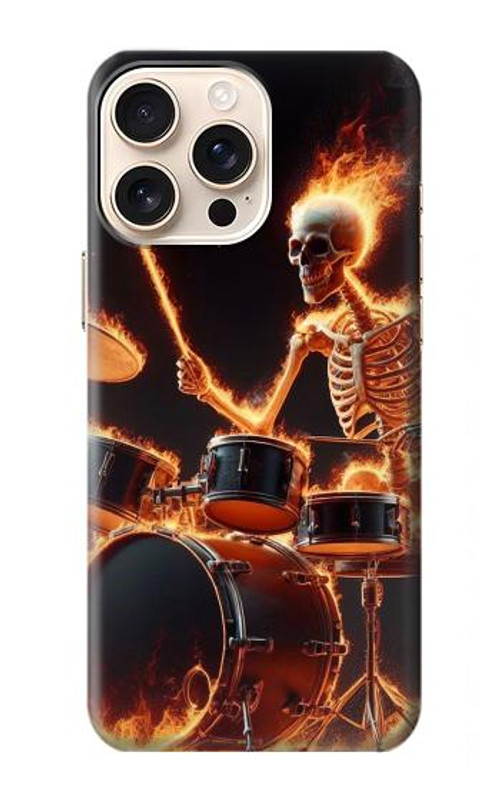 W3985 Fire Skull Drummer Case Cover Custodia e Flip Case per iPhone 16 pro