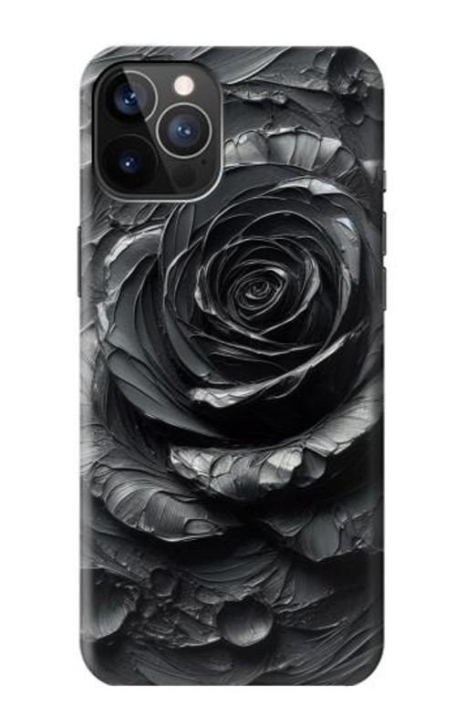 W3969 Black Rose Hard Brush Stroke Case Cover Custodia e Flip Case per iPhone 12, iPhone 12 Pro