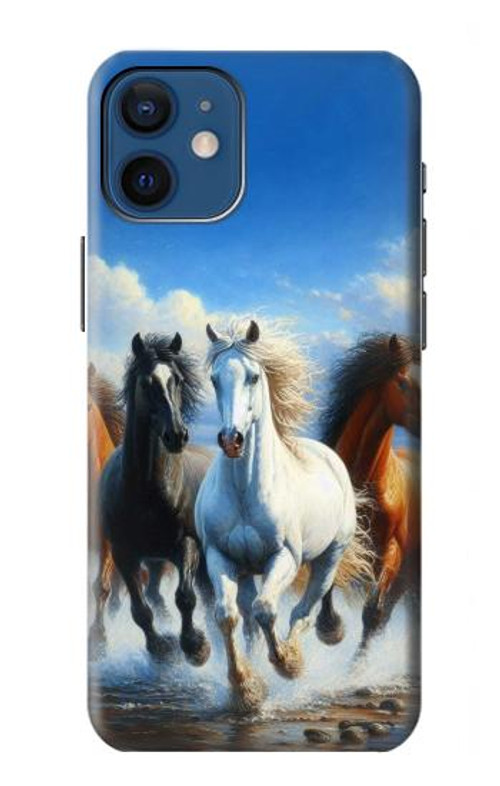 W3996 Horse Running Case Cover Custodia e Flip Case per iPhone 12 mini