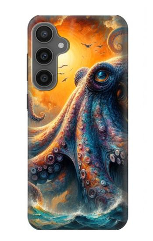 W4003 Oil Color Painting Giant Octopus Case Cover Custodia e Flip Case per Samsung Galaxy S23 FE