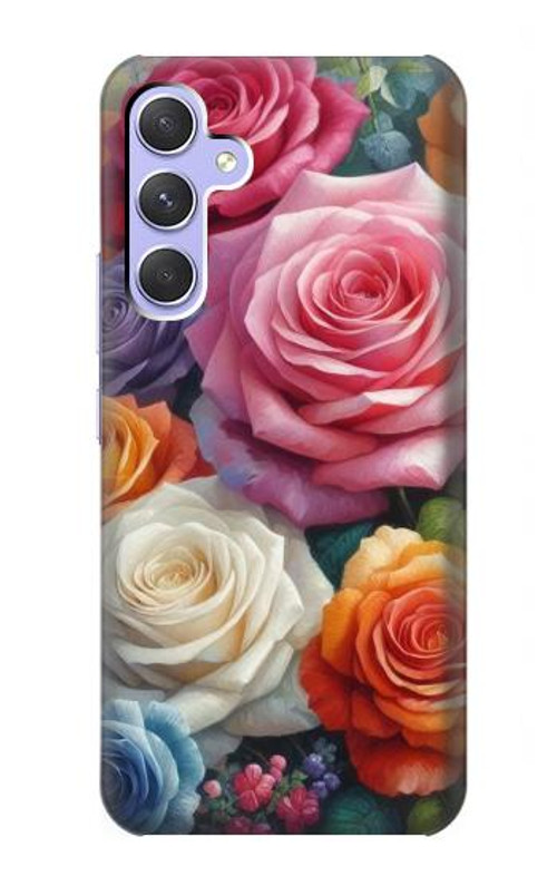 W3975 Colorful Roses Painting Case Cover Custodia e Flip Case per Samsung Galaxy A54 5G