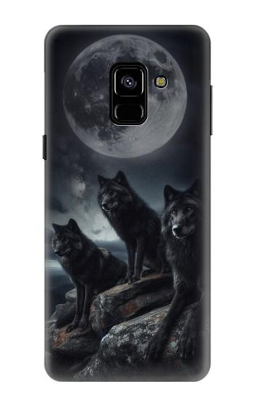 W3970 Black Wolf Full Moon Case Cover Custodia e Flip Case per Samsung Galaxy A8 (2018)