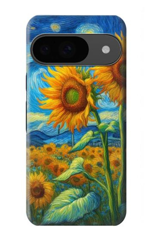 W4019 Sunflower Van Gogh Style Case Cover Custodia e Flip Case per Google Pixel 9