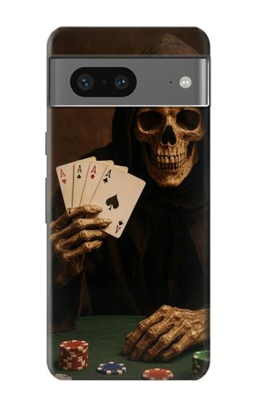 W3994 Grim Reaper Poker Win Case Cover Custodia e Flip Case per Google Pixel 7