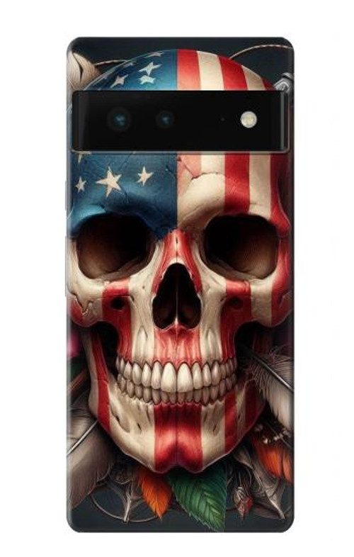W4015 Skull American Flag Case Cover Custodia e Flip Case per Google Pixel 6