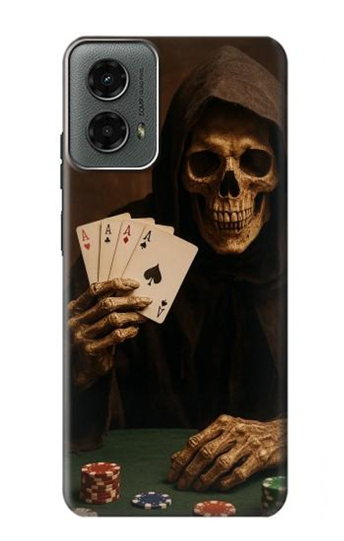 W3994 Grim Reaper Poker Win Case Cover Custodia e Flip Case per Motorola Moto G 5G (2024)