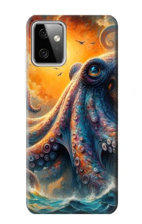 W4003 Oil Color Painting Giant Octopus Case Cover Custodia e Flip Case per Motorola Moto G Power (2023) 5G