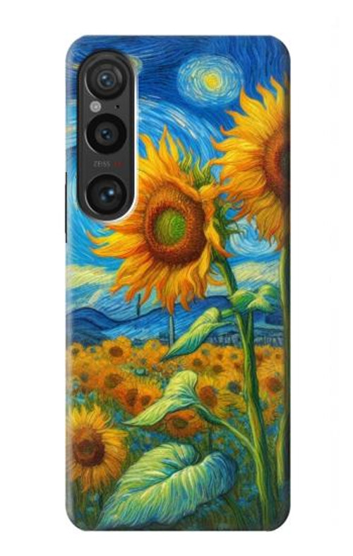 W4019 Sunflower Van Gogh Style Case Cover Custodia e Flip Case per Sony Xperia 1 VI