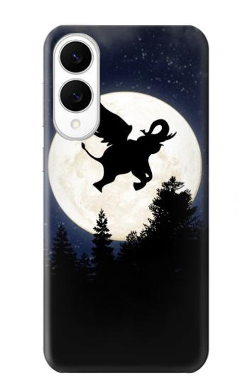 W3323 Flying Elephant Full Moon Night Case Cover Custodia e Flip Case per Samsung Galaxy S25 Edge