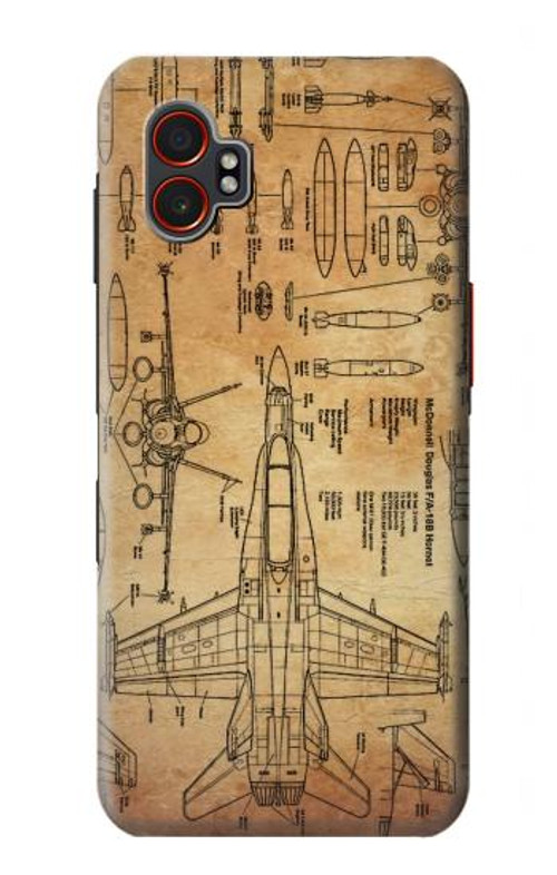 W3868 Aircraft Blueprint Old Paper Case Cover Custodia e Flip Case per Samsung Galaxy XCover7 Pro