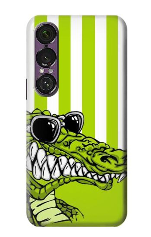 W2323 Funny Green Alligator Crocodile Case Cover Custodia e Flip Case per Sony Xperia 1 VII