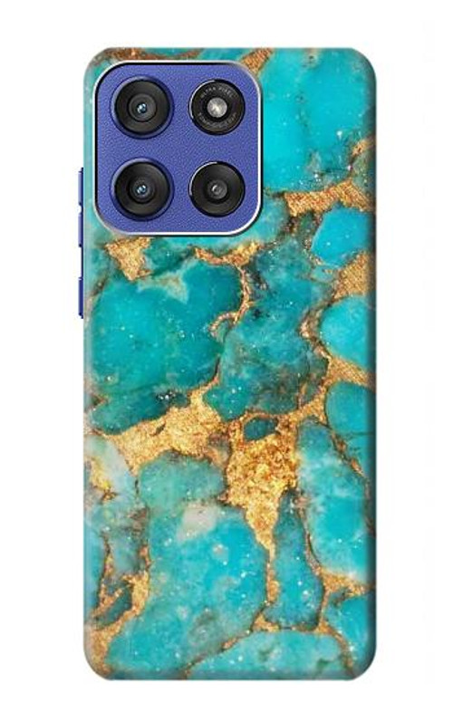 W2906 Aqua Turquoise Stone Case Cover Custodia e Flip Case per Motorola Moto G Stylus 5G (2025), Edge 60 Stylus
