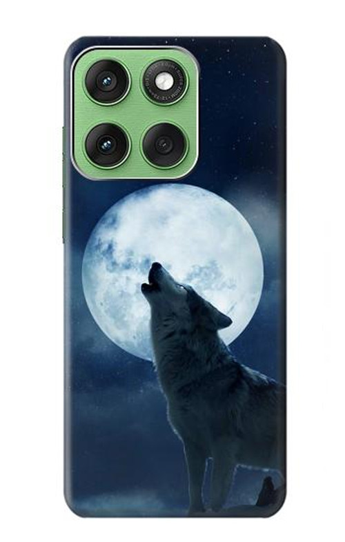 W3693 Grim White Wolf Full Moon Case Cover Custodia e Flip Case per Motorola Edge 60
