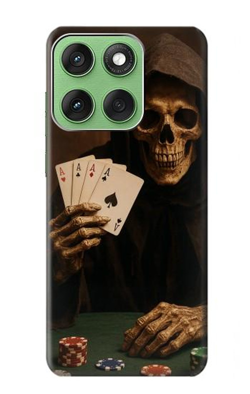 W3994 Grim Reaper Poker Win Case Cover Custodia e Flip Case per Motorola Edge 60