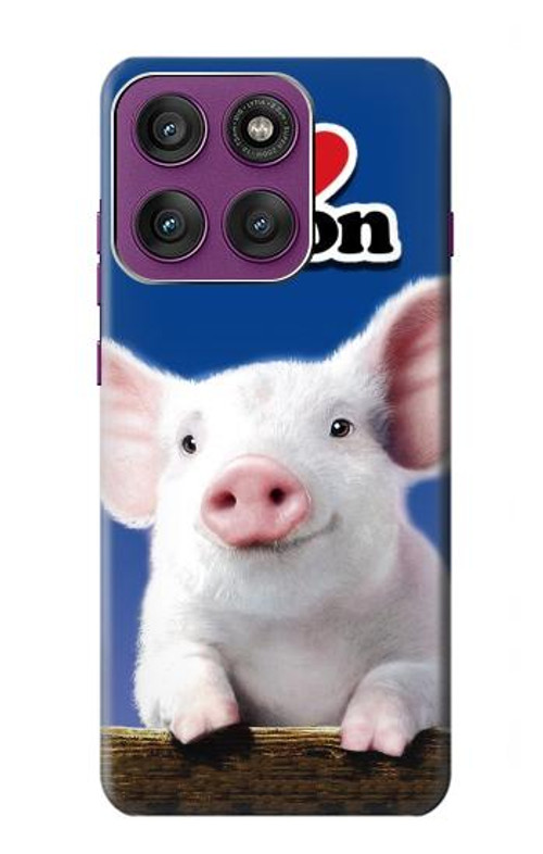 W0608 I Love Bacon Cute Baby Pig Case Cover Custodia e Flip Case per Motorola Edge 60 Pro