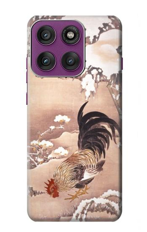 W1332 Ito Jakuchu Rooster Case Cover Custodia e Flip Case per Motorola Edge 60 Pro