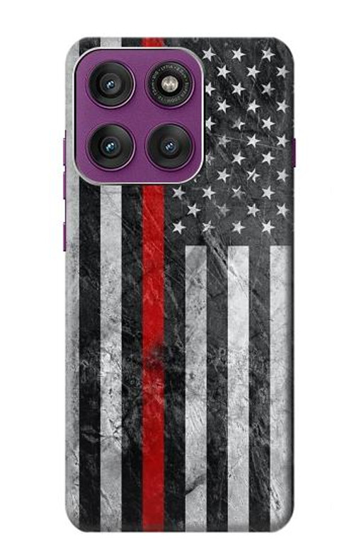 W3687 Firefighter Thin Red Line American Flag Case Cover Custodia e Flip Case per Motorola Edge 60 Pro