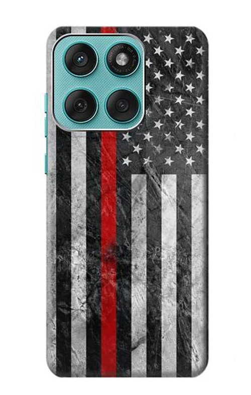W3687 Firefighter Thin Red Line American Flag Case Cover Custodia e Flip Case per Motorola Edge 60 Fusion