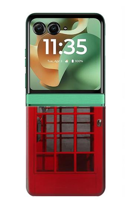 W0058 British Red Telephone Box Case Cover Custodia e Flip Case per Motorola Razr 60, Razr 2025