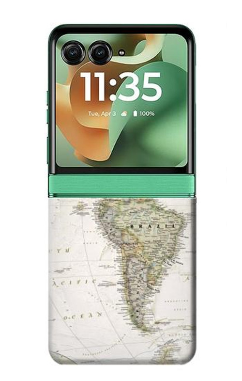 W0604 World Map Case Cover Custodia e Flip Case per Motorola Razr 60, Razr 2025