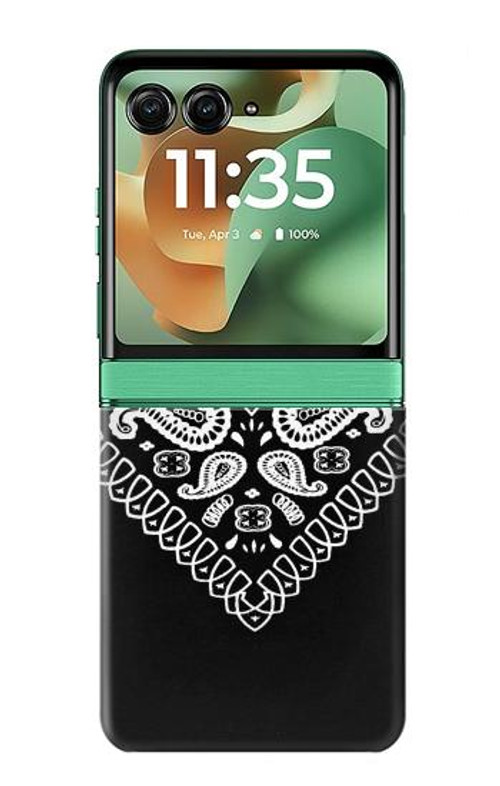 W3363 Bandana Black Pattern Case Cover Custodia e Flip Case per Motorola Razr 60, Razr 2025