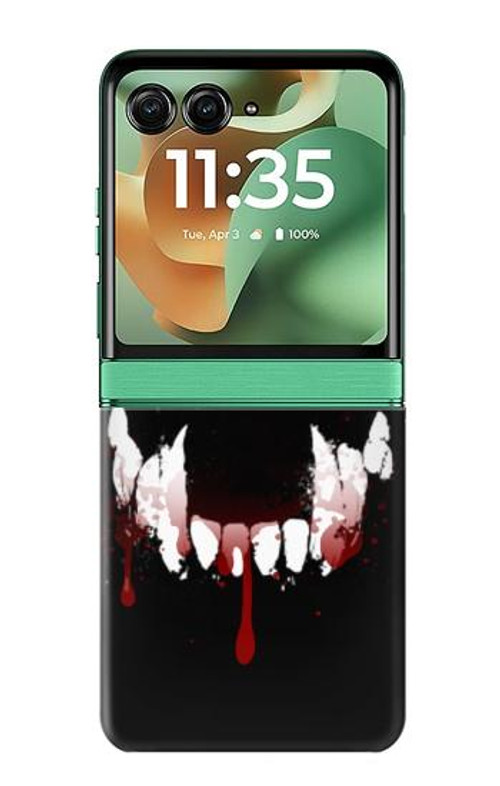 W3527 Vampire Teeth Bloodstain Case Cover Custodia e Flip Case per Motorola Razr 60, Razr 2025