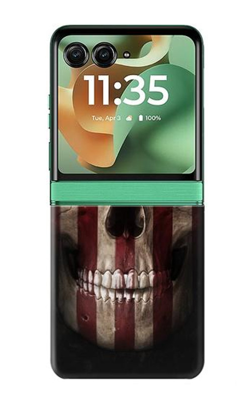 W3850 American Flag Skull Case Cover Custodia e Flip Case per Motorola Razr 60, Razr 2025