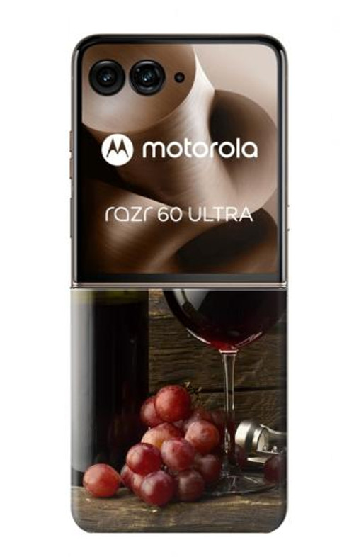 W1316 Grapes Bottle and Glass of Red Wine Case Cover Custodia e Flip Case per Motorola Razr 60 Ultra, Razr Ultra 2025