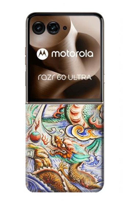 W2584 Traditional Chinese Dragon Art Case Cover Custodia e Flip Case per Motorola Razr 60 Ultra, Razr Ultra 2025