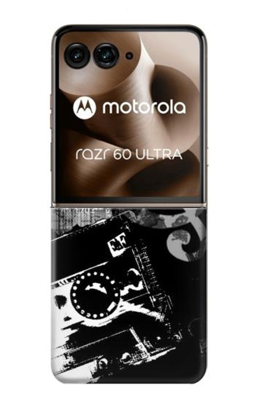 W3197 Music Cassette Note Case Cover Custodia e Flip Case per Motorola Razr 60 Ultra, Razr Ultra 2025