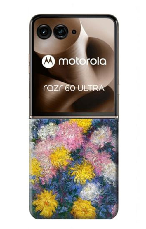 W3342 Claude Monet Chrysanthemums Case Cover Custodia e Flip Case per Motorola Razr 60 Ultra, Razr Ultra 2025