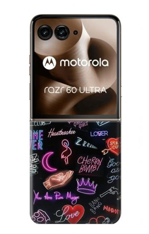 W3433 Vintage Neon Graphic Case Cover Custodia e Flip Case per Motorola Razr 60 Ultra, Razr Ultra 2025