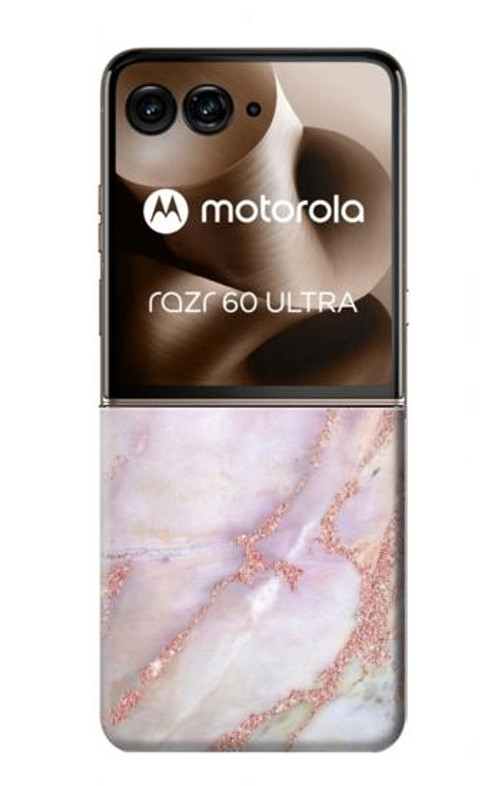 W3482 Soft Pink Marble Graphic Print Case Cover Custodia e Flip Case per Motorola Razr 60 Ultra, Razr Ultra 2025