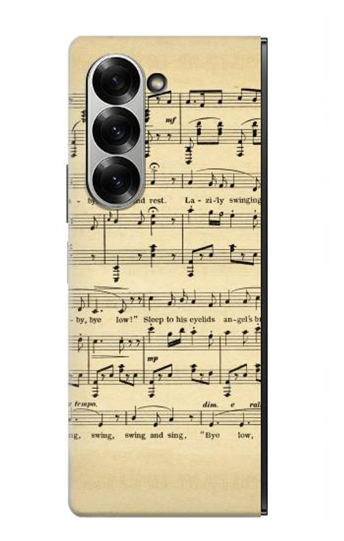 W2504 Vintage Music Sheet Case Cover Custodia e Flip Case per Samsung Galaxy Z Fold 7