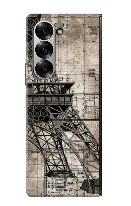 W3416 Eiffel Tower Blueprint Case Cover Custodia e Flip Case per Samsung Galaxy Z Fold 7