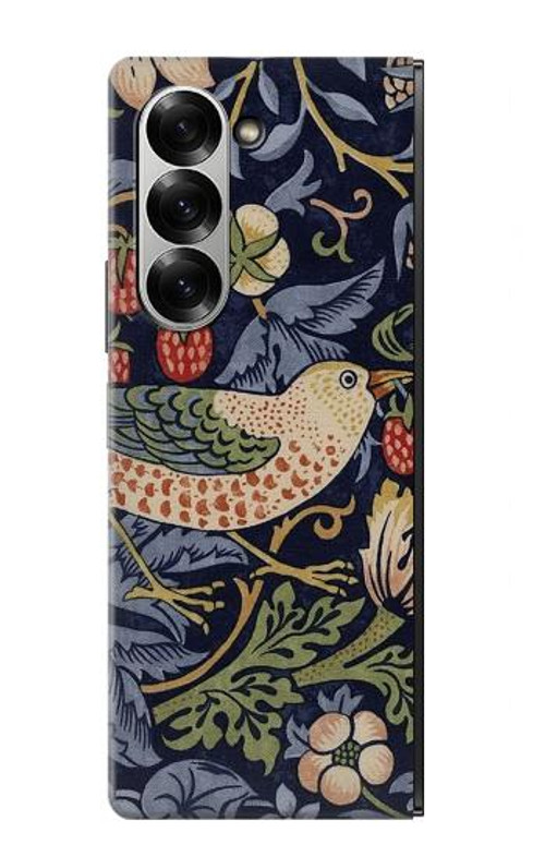 W3791 William Morris Strawberry Thief Fabric Case Cover Custodia e Flip Case per Samsung Galaxy Z Fold 7