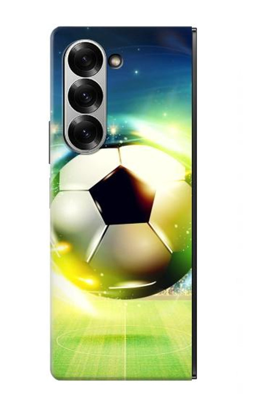 W3844 Glowing Football Soccer Ball Case Cover Custodia e Flip Case per Samsung Galaxy Z Fold 7