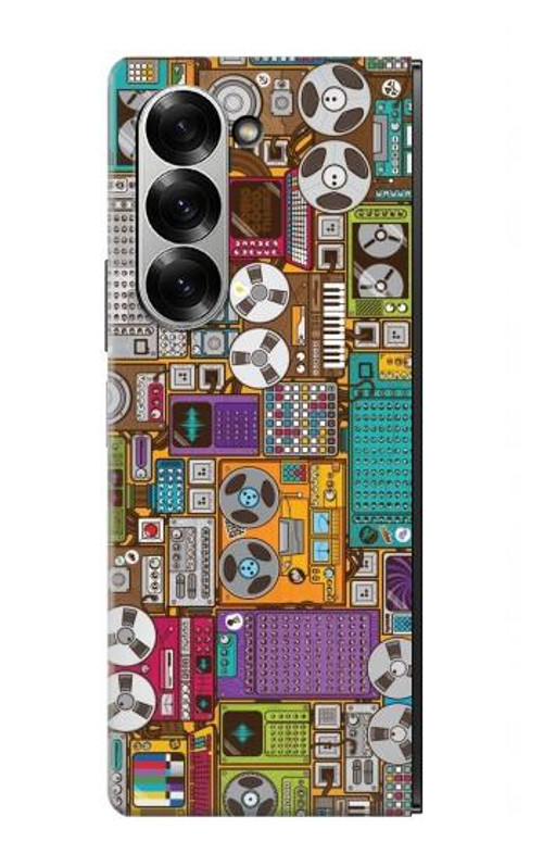 W3879 Retro Music Doodle Case Cover Custodia e Flip Case per Samsung Galaxy Z Fold 7