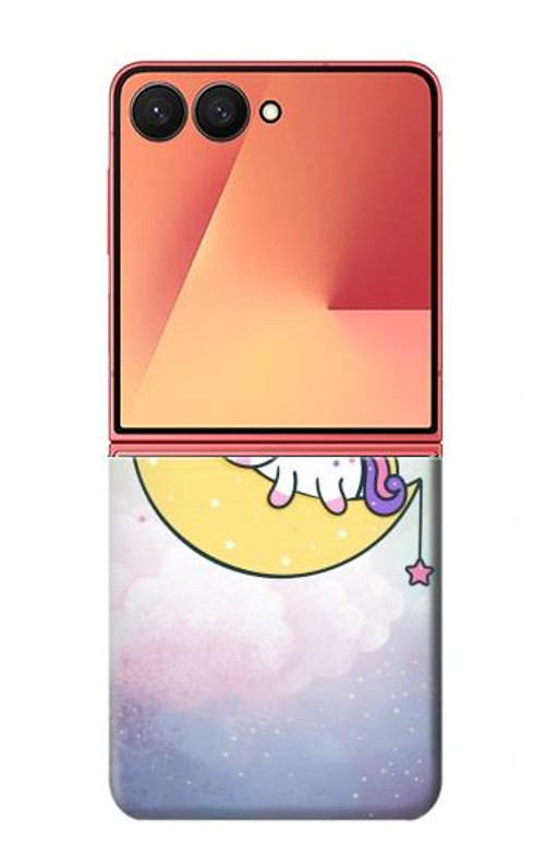 W3485 Cute Unicorn Sleep Case Cover Custodia e Flip Case per Samsung Galaxy Z Flip 7
