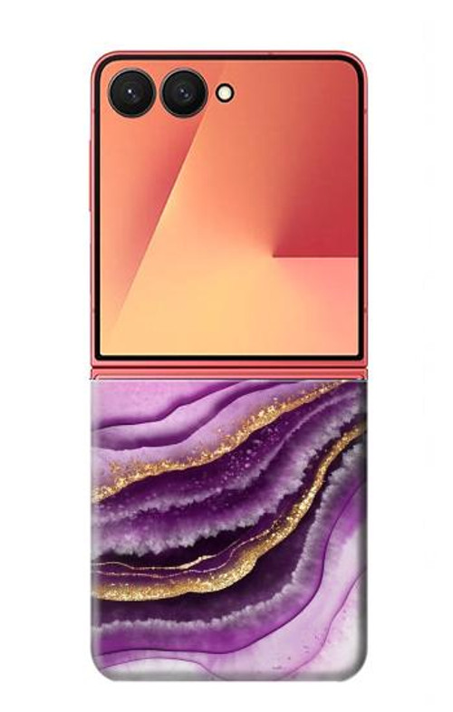 W3896 Purple Marble Gold Streaks Case Cover Custodia e Flip Case per Samsung Galaxy Z Flip 7