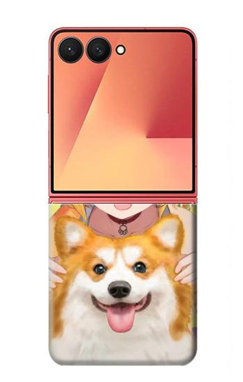 W3918 Baby Corgi Dog Corgi Girl Candy Case Cover Custodia e Flip Case per Samsung Galaxy Z Flip 7