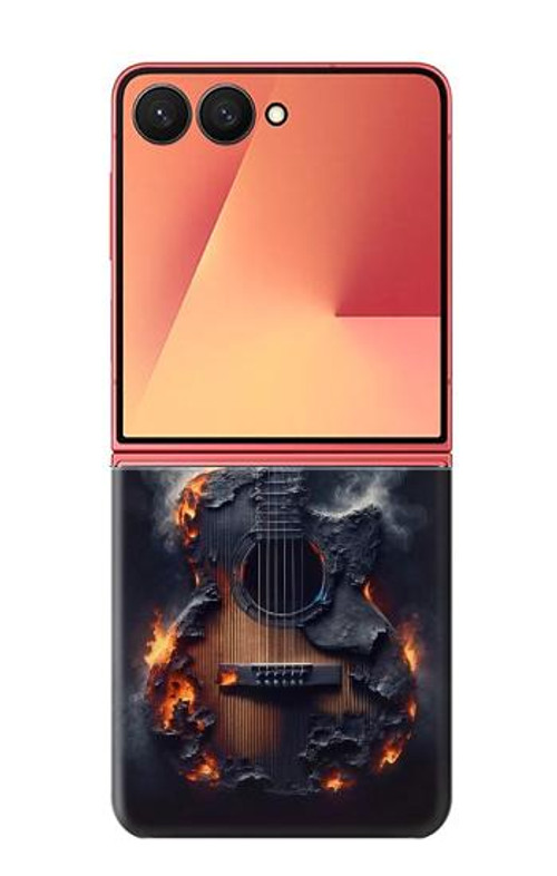 W3972 Burned Acoustic Guitar Graphic Case Cover Custodia e Flip Case per Samsung Galaxy Z Flip 7