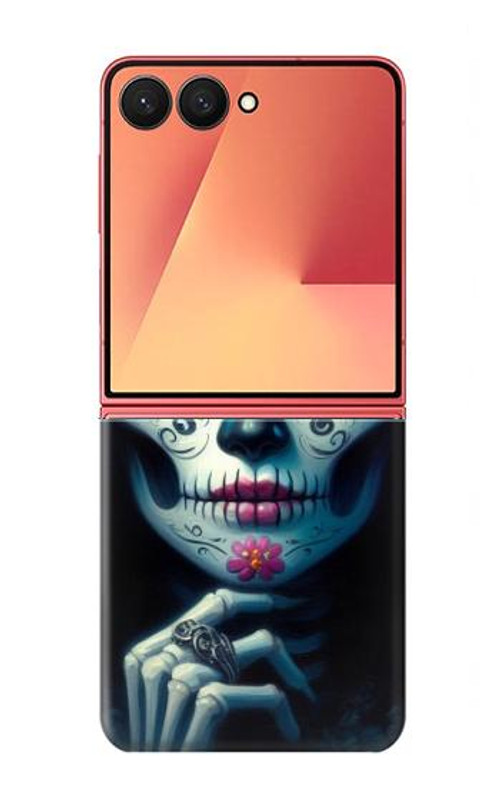 W3990 Girl Skull Steam Punk Gothic Case Cover Custodia e Flip Case per Samsung Galaxy Z Flip 7