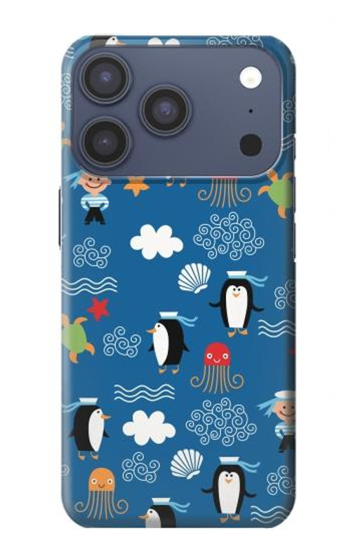 W2572 Marine Penguin Pattern Case Cover Custodia e Flip Case per iPhone 17 Pro