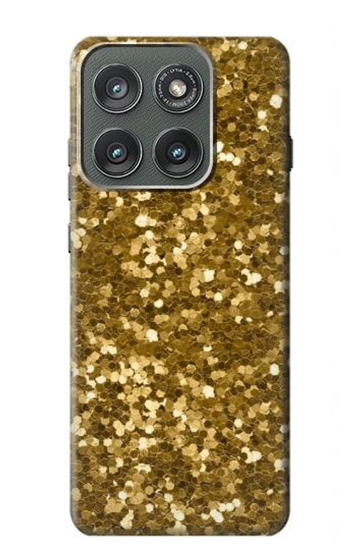 W3388 Gold Glitter Graphic Print Case Cover Custodia e Flip Case per Motorola Edge (2025)