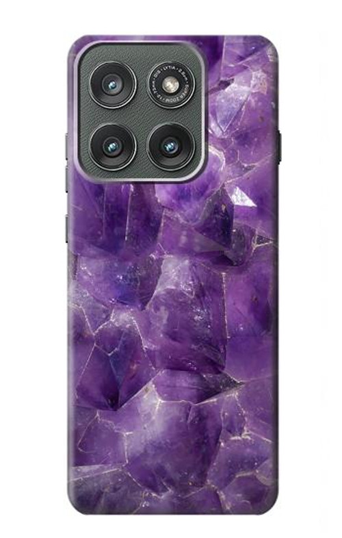 W3713 Purple Quartz Amethyst Graphic Printed Case Cover Custodia e Flip Case per Motorola Edge (2025)