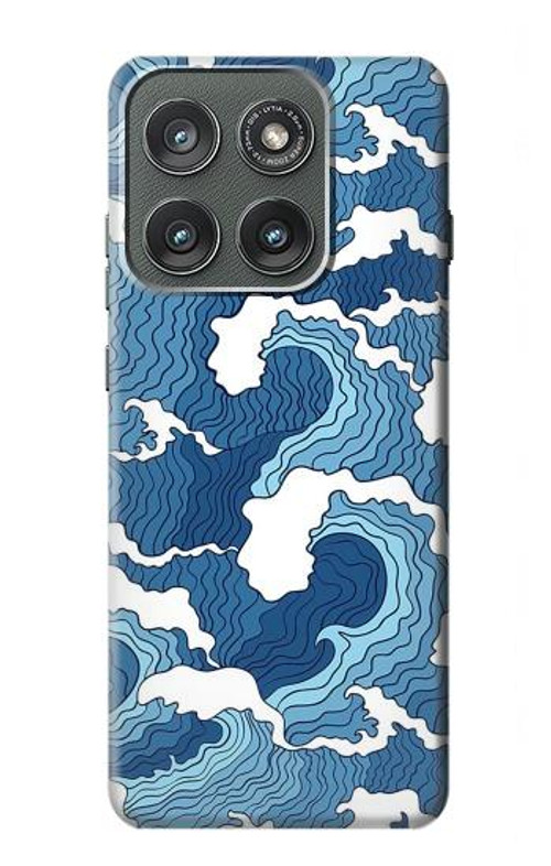 W3751 Wave Pattern Case Cover Custodia e Flip Case per Motorola Edge (2025)