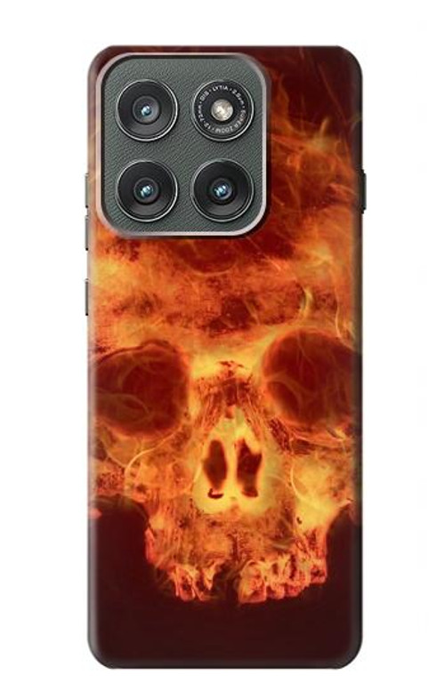 W3881 Fire Skull Case Cover Custodia e Flip Case per Motorola Edge (2025)