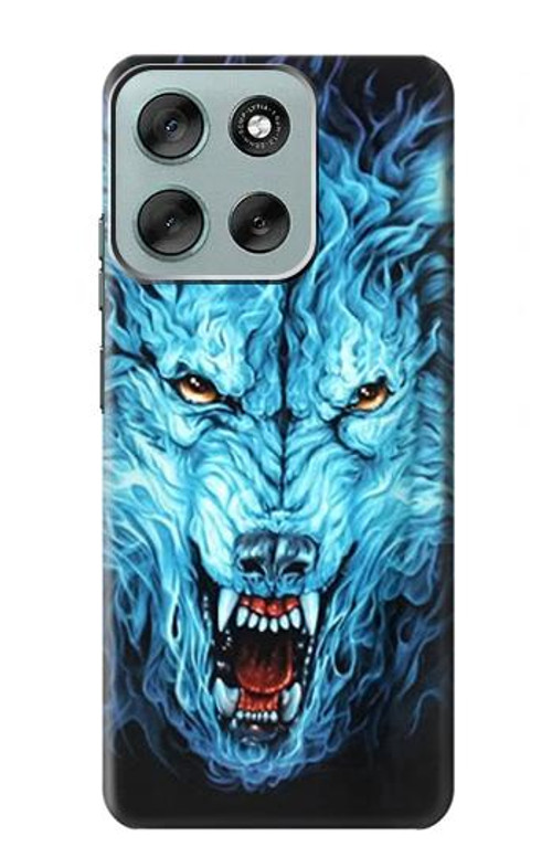 W0752 Blue Fire Grim Wolf Case Cover Custodia e Flip Case per Motorola Moto G56 W0752 Blue Fire Grim Wolf Case Cover Custodia e Flip Case per Motorola Moto G56