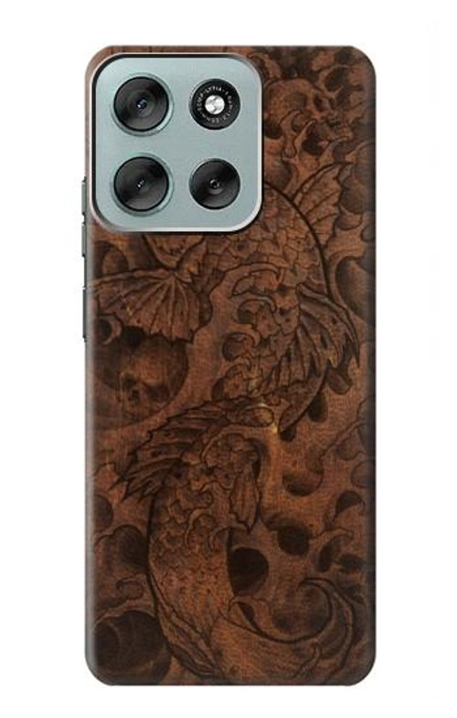 W3405 Fish Tattoo Leather Graphic Print Case Cover Custodia e Flip Case per Motorola Moto G56
